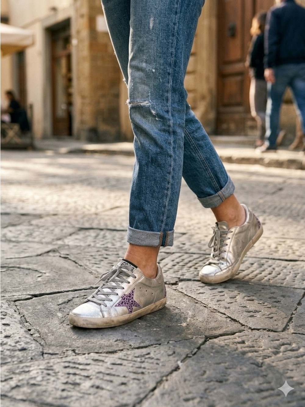 Golden Goose 🪿 Silver with Multicolor Glitter Sneakers 👟 👟 Super Star ⭐️⭐️ EUC